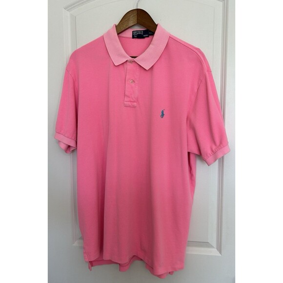 Polo Ralph Lauren Other - Polo Ralph Lauren Mens Shirt 2XL Neon Pink Pique Preppy Pony XXL Vintage